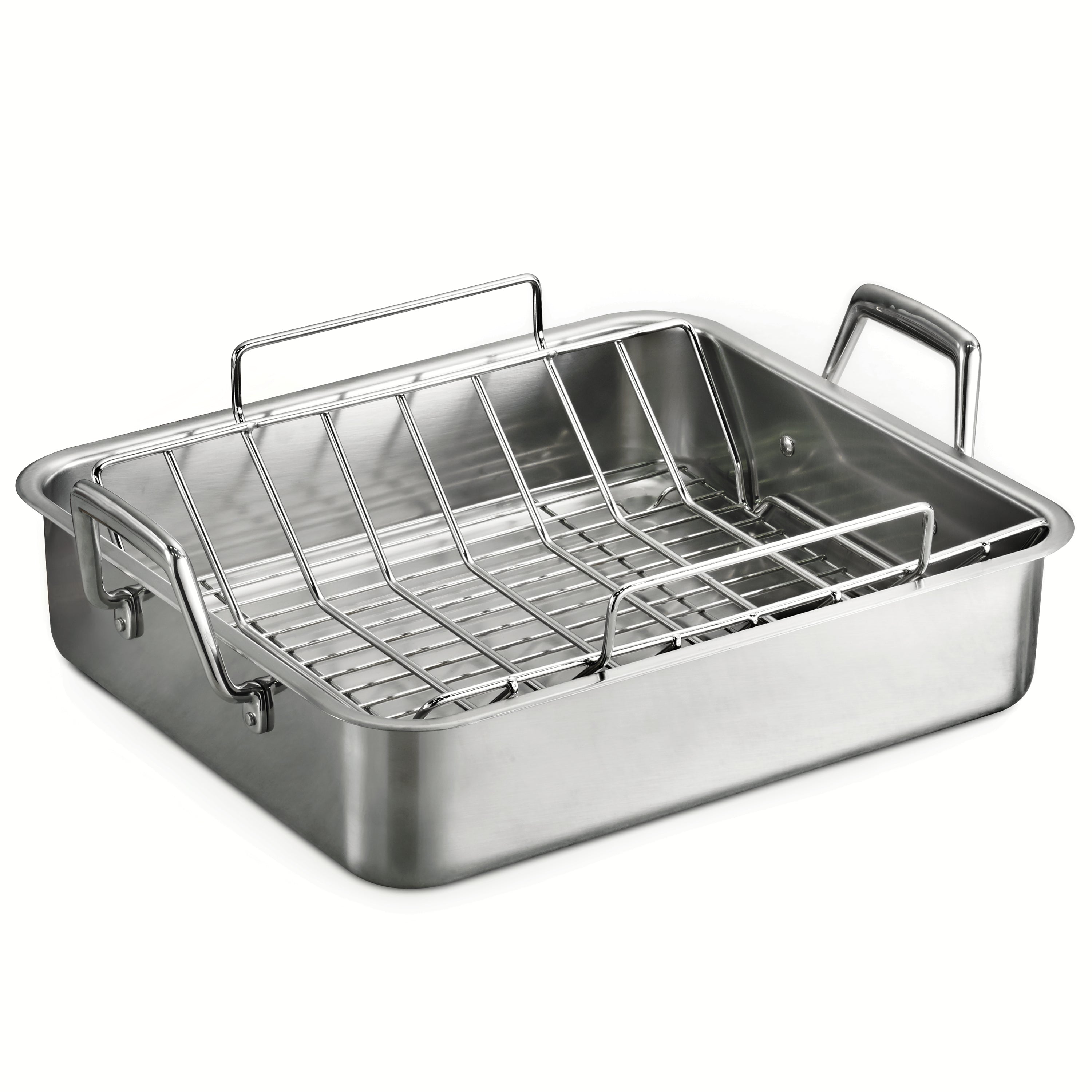 Tramontina Prima Stainless Steel Deep Roasting Pan w/ Basting Grill & V-Rack, 16.5''
