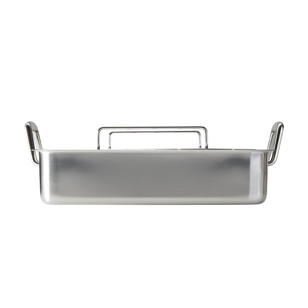 Tramontina Prima Stainless Steel Deep Roasting Pan w/ Basting Grill & V-Rack, 16.5''